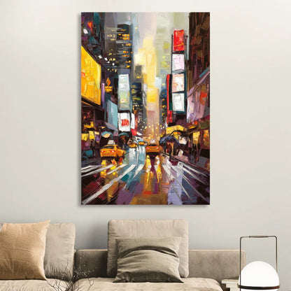 New York City Framed Street Photography Evening Living Room - Canvas Wall Art