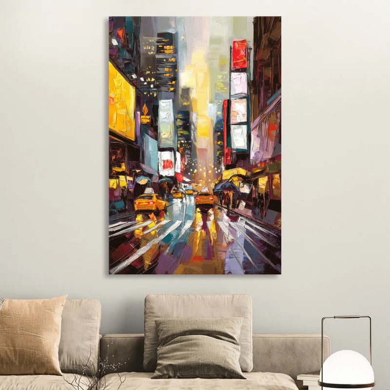 New York City Framed Street Photography Evening Living Room - Canvas Wall Art