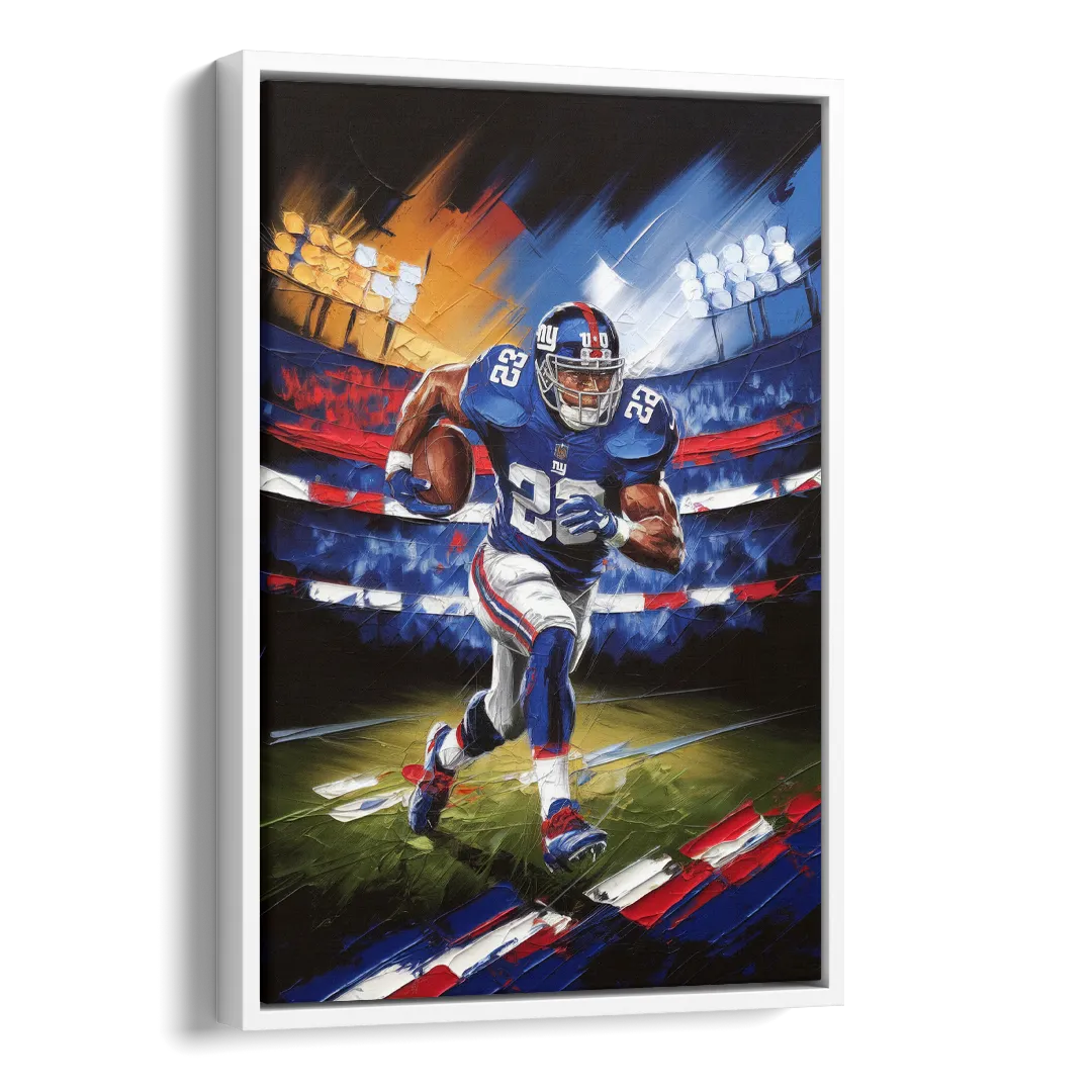 New York City Giants Football Side - White Canvas Wall Art