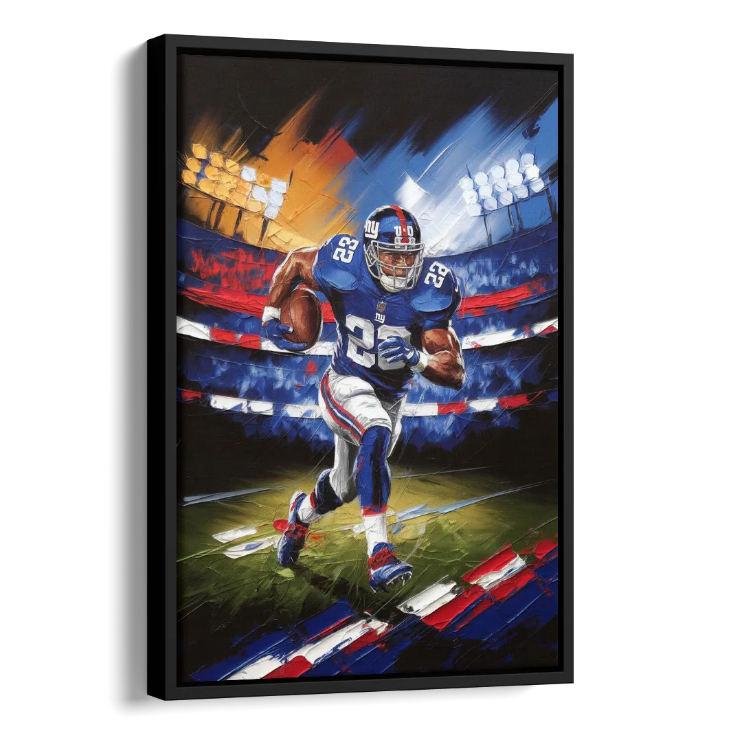 New York City Giants Football Side - Black Canvas Wall Art