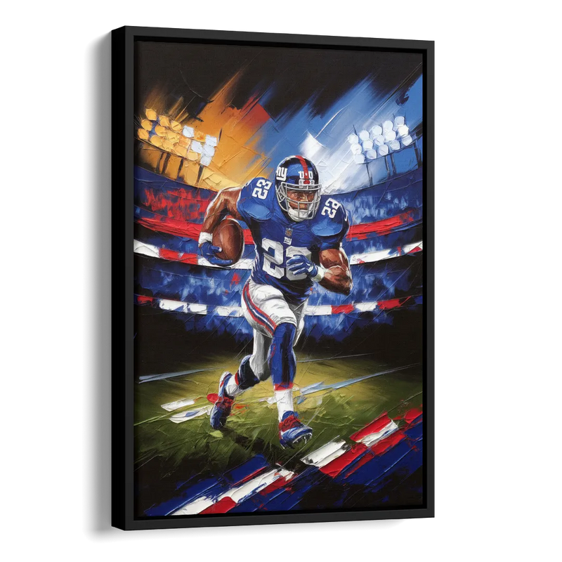 New York City Giants Football Side - Black Canvas Wall Art
