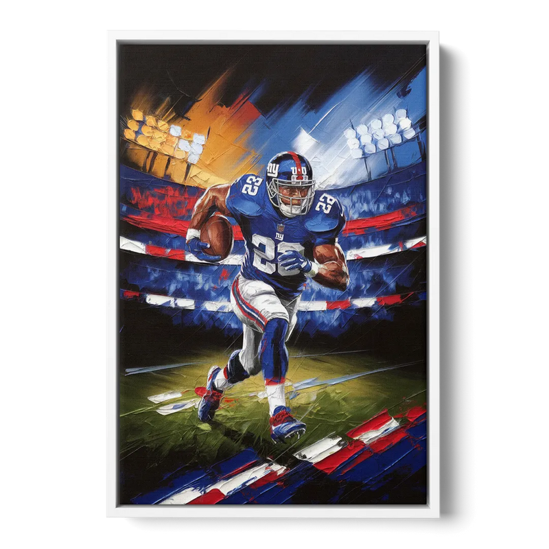 New York City Giants Football Front - White Canvas Wall Art