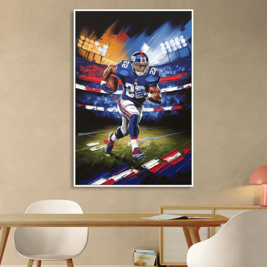 New York City Giants Football Living Room - White Canvas Wall Art