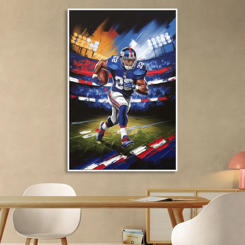New York City Giants Football Living Room - White Canvas Wall Art