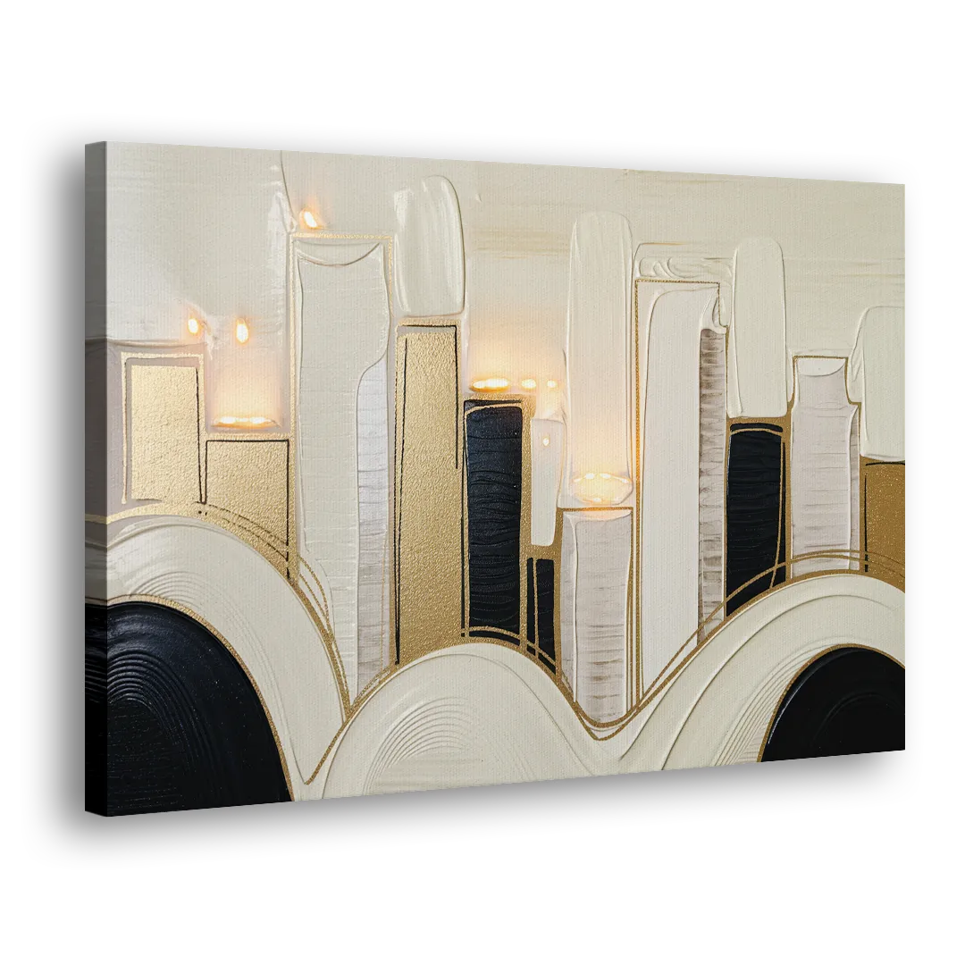 New York City Golden Glow Skyline Side - Canvas Wall Art