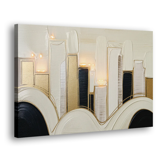 New York City Golden Glow Skyline Side - Canvas Wall Art