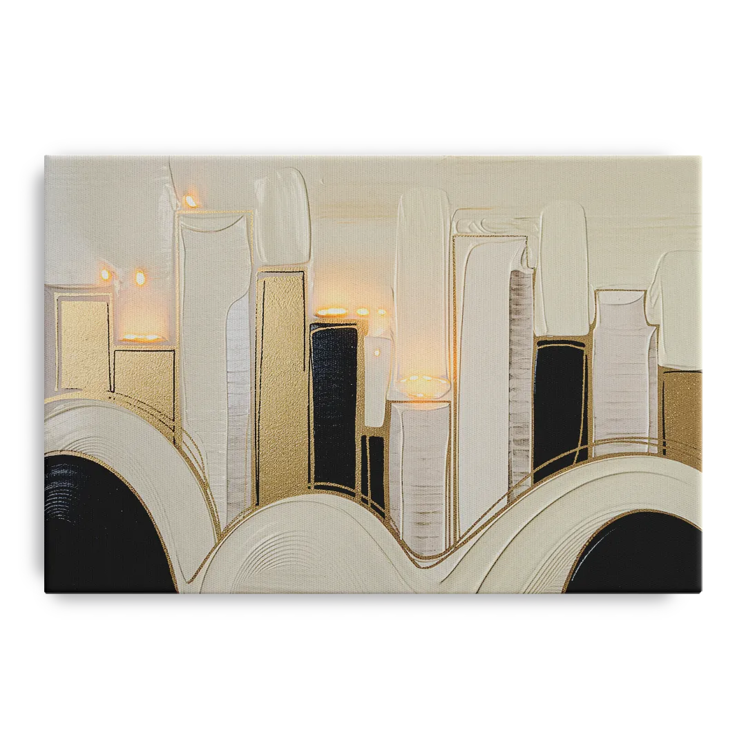 New York City Golden Glow Skyline Front - Canvas Wall Art