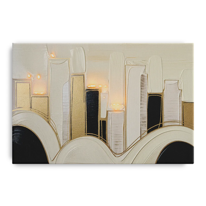 New York City Golden Glow Skyline Front - Canvas Wall Art