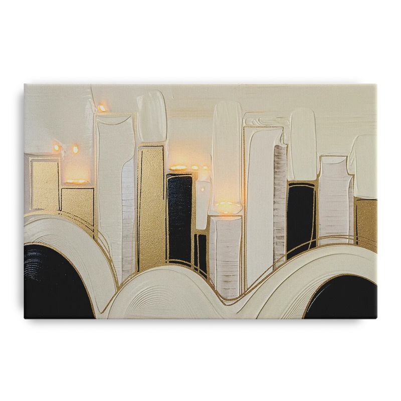 New York City Golden Glow Skyline Front - Canvas Wall Art