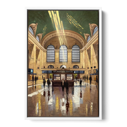 New York City Grand Central Station Front - White Canvas Wall Art