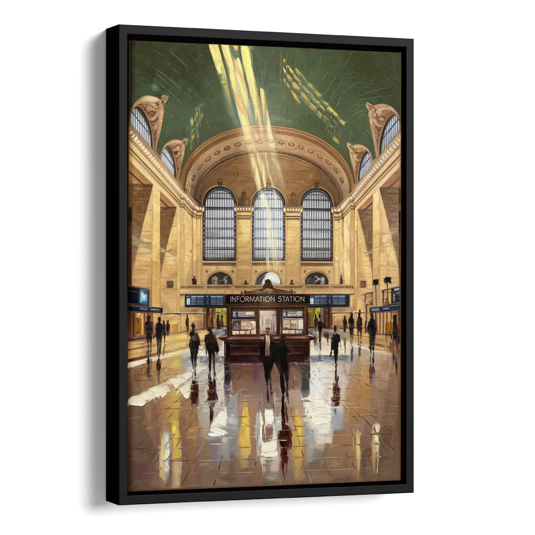 New York City Grand Central Station Side - Black Canvas Wall Art