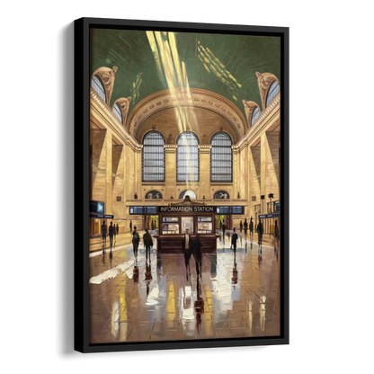 New York City Grand Central Station Side - Black Canvas Wall Art