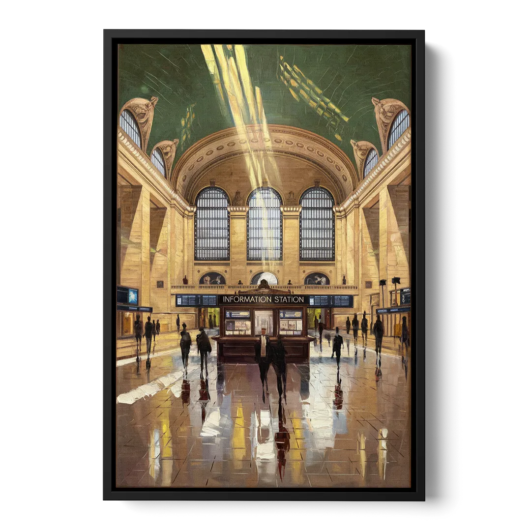 New York City Grand Central Station Front - Black Canvas Wall Art