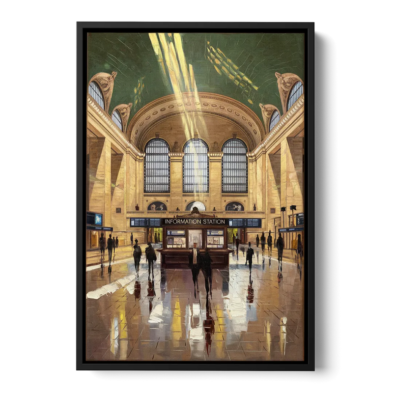 New York City Grand Central Station Front - Black Canvas Wall Art