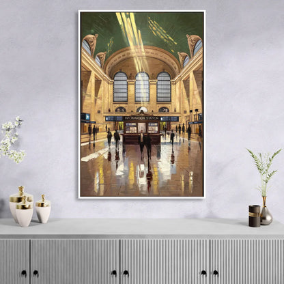 New York City Grand Central Station Living Room - White Canvas Wall Art