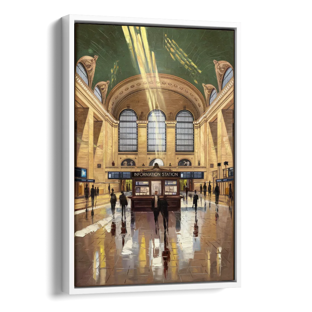 New York City Grand Central Station Side - White Canvas Wall Art