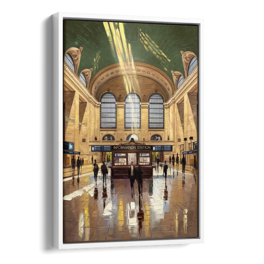 New York City Grand Central Station Side - White Canvas Wall Art