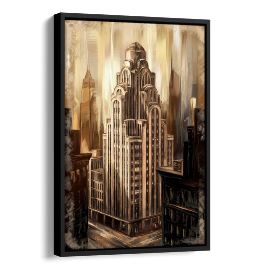 New York City Historic Architecture Side - Black Canvas Wall Art