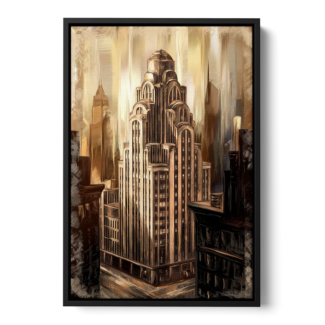 New York City Historic Architecture Front - Black Canvas Wall Art