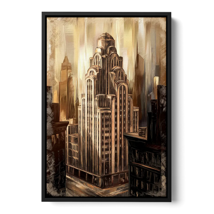 New York City Historic Architecture Front - Black Canvas Wall Art