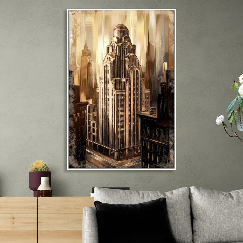 New York City Historic Architecture Living Room - White Canvas Wall Art