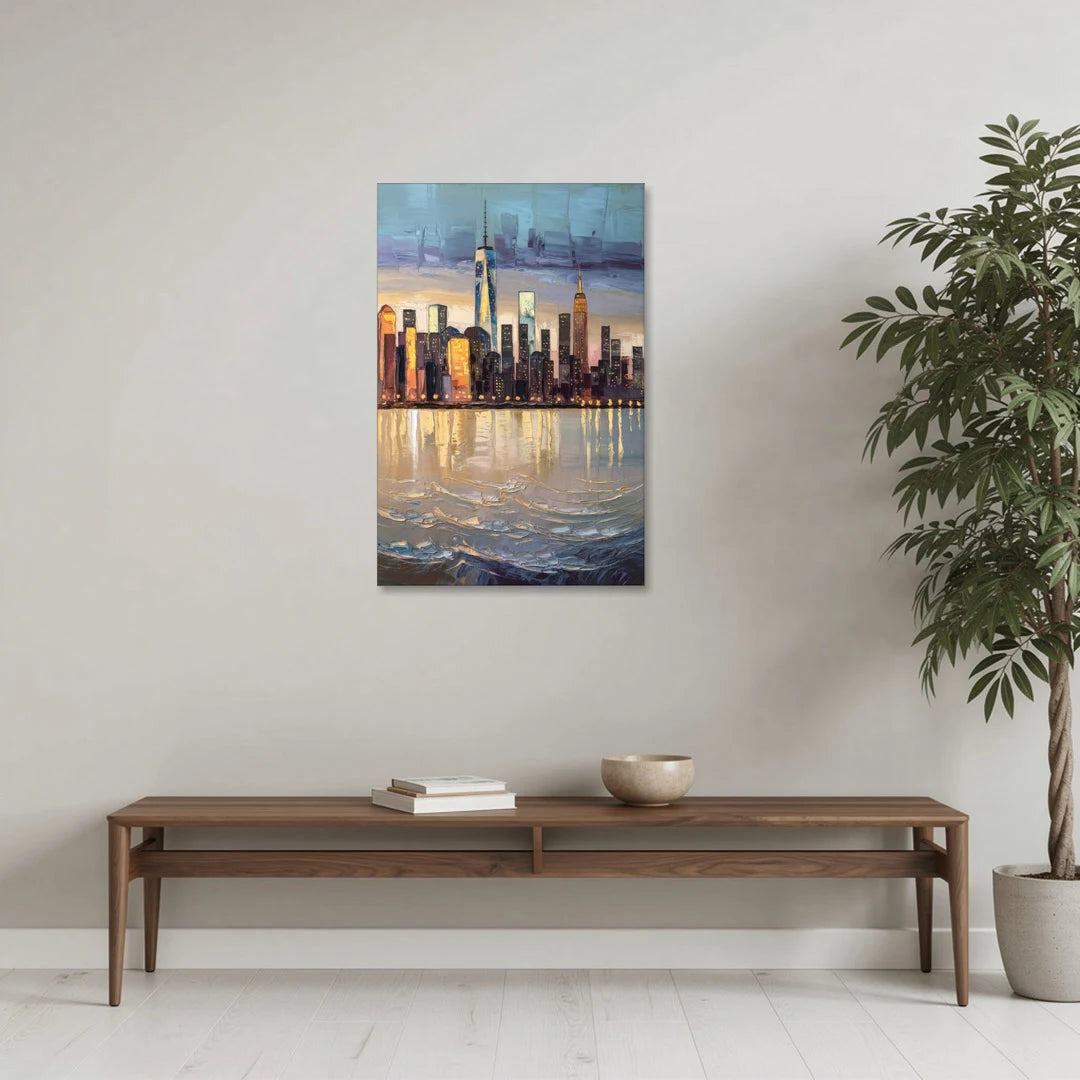 New York City Hudson River View - Canvas Wall Art - Coffee Table - 24x36