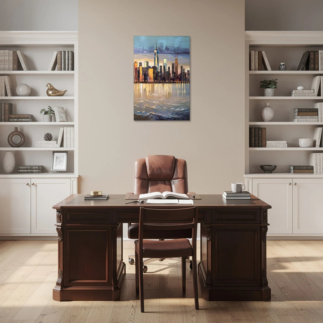 New York City Hudson River View - Canvas Wall Art - Office - 24x36