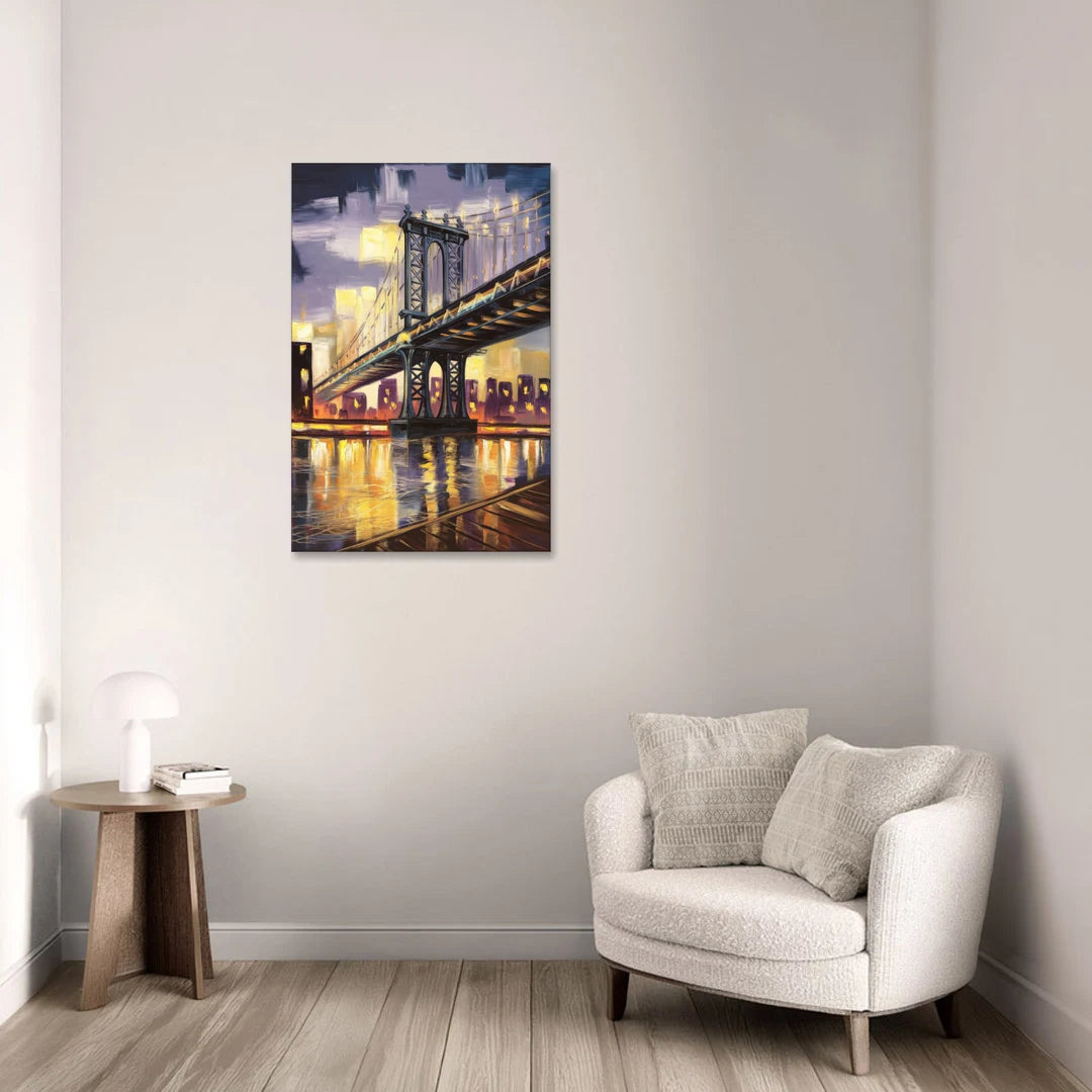 New York City Iconic Bridges - Canvas Wall Art - Sofa - 24x36