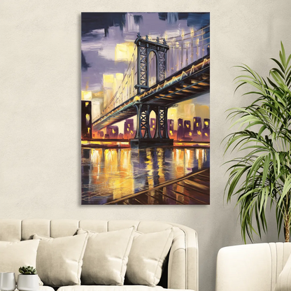 New York City Iconic Bridges Sitting Room - Canvas Wall Art
