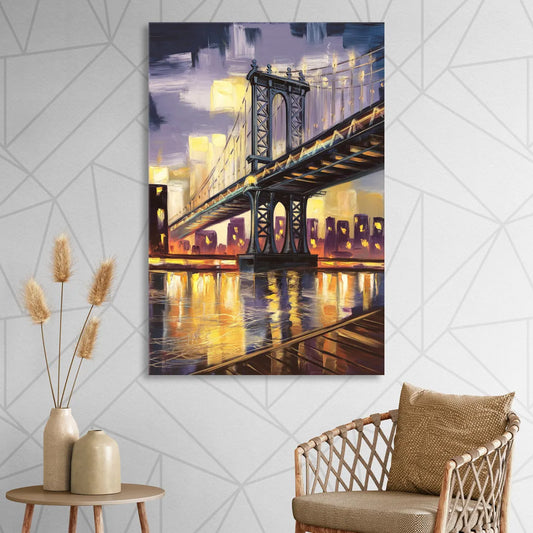 New York City Iconic Bridges Living Room - Canvas Wall Art
