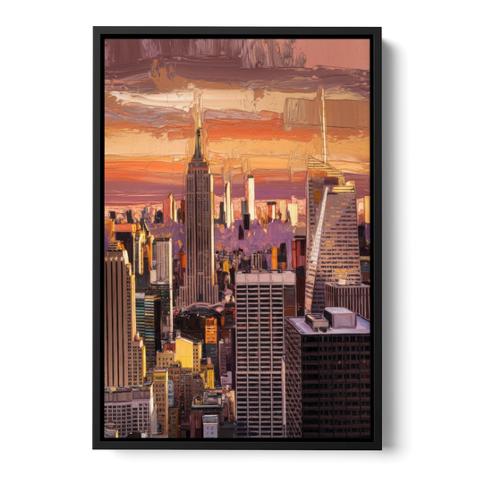 New York City Midtown Skyline - Black Framed Canvas Wall Art - Front