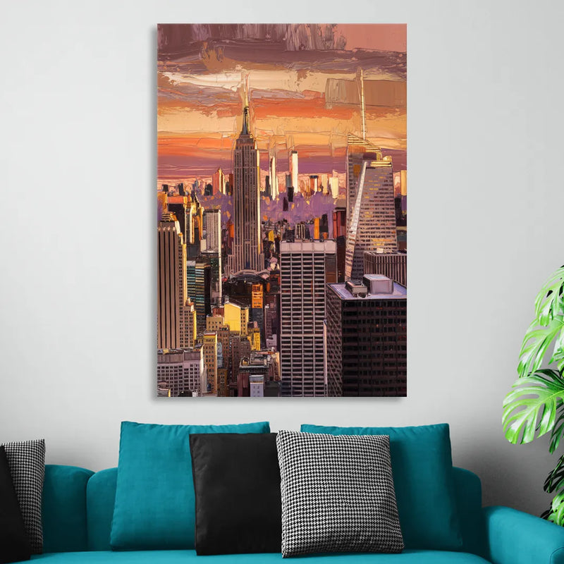New York City Midtown Skyline Sitting Room - Canvas Wall Art