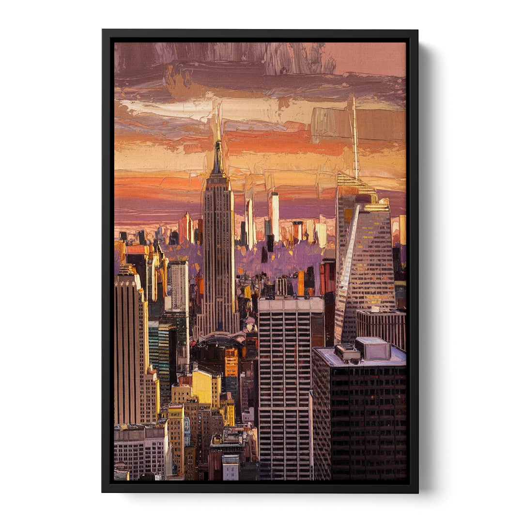 New York City Midtown Skyline Front - Black Canvas Wall Art