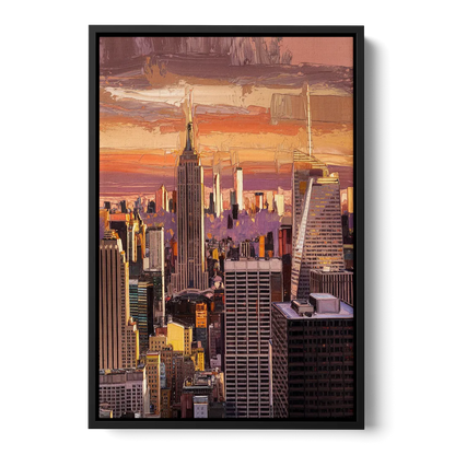 New York City Midtown Skyline Front - Black Canvas Wall Art
