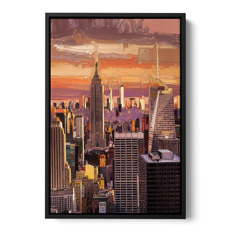New York City Midtown Skyline Front - Black Canvas Wall Art