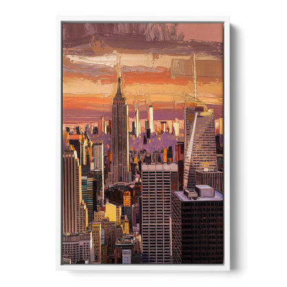 New York City Midtown Skyline Front - White Canvas Wall Art