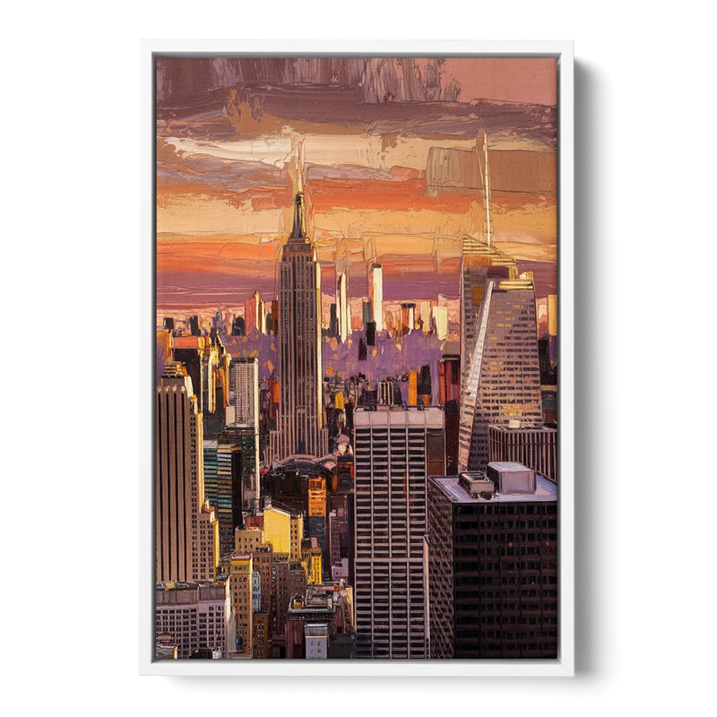 New York City Midtown Skyline Front - White Canvas Wall Art