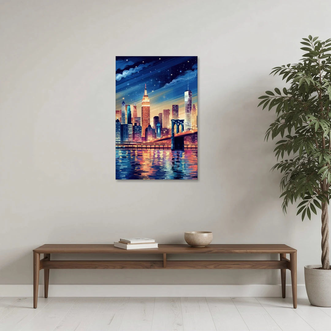 New York City Night Lights - Canvas Wall Art - Coffee Table - 24x36