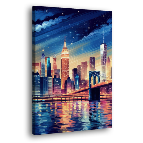New York City Night Lights - Canvas Wall Art - Side