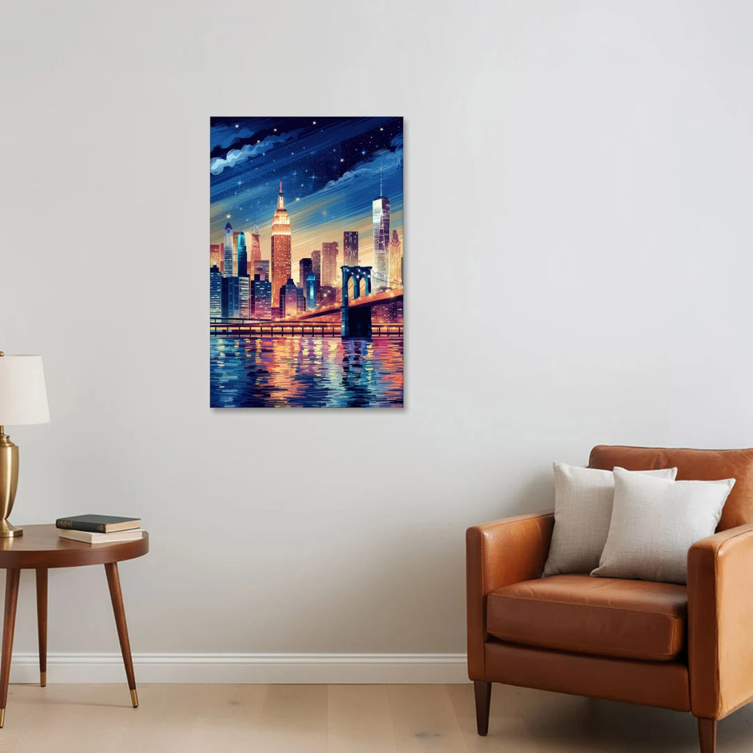 New York City Night Lights - Canvas Wall Art - Sofa - 24x36