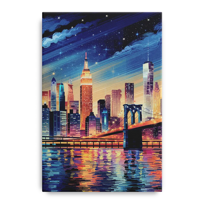 New York City Night Lights Front - Canvas Wall Art