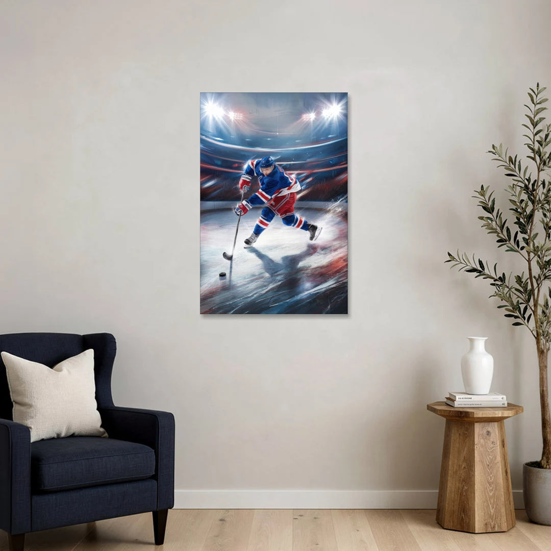 New York City Rangers Hockey - Canvas Wall Art - Sofa - 24x36