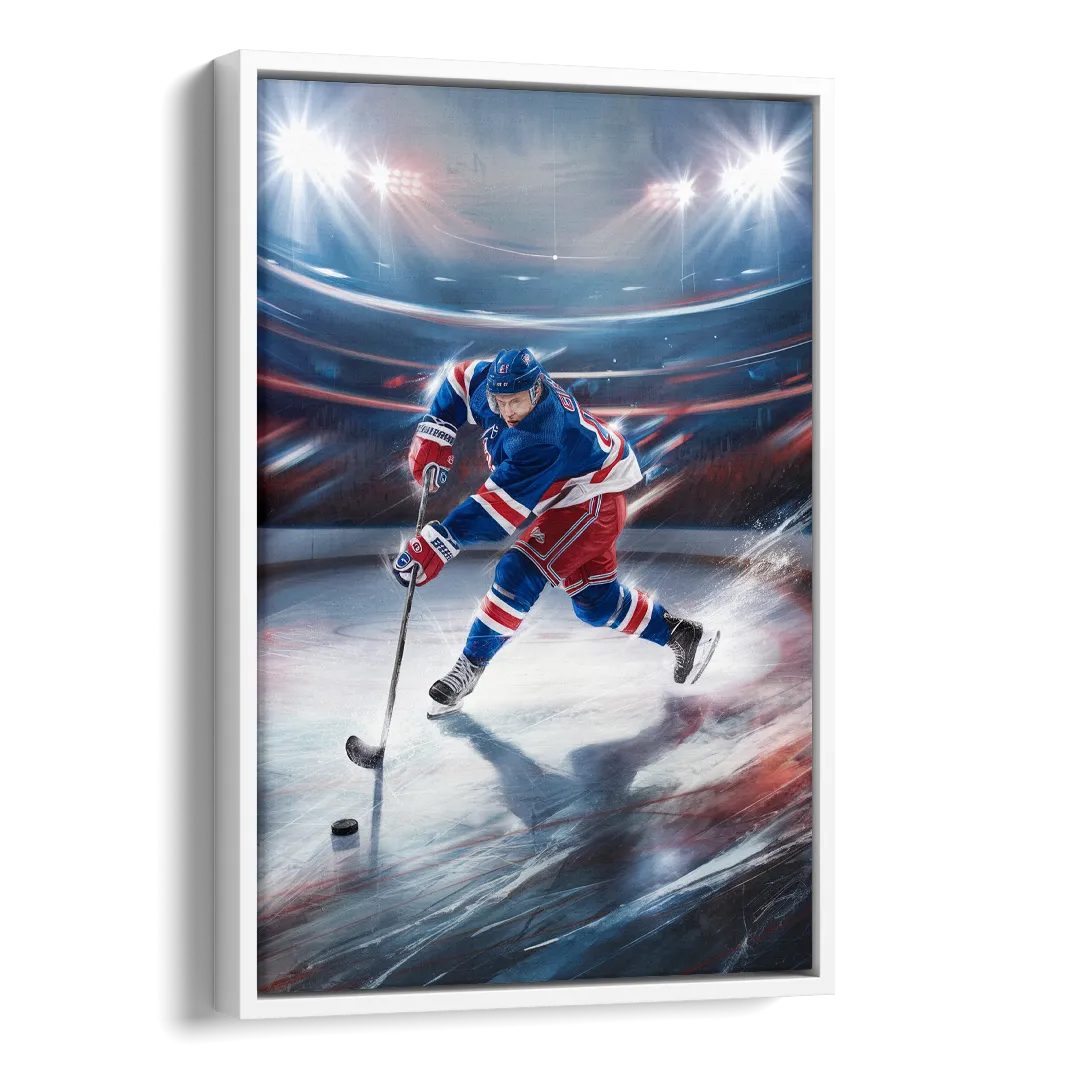 New York City Rangers Hockey Side - White Canvas Wall Art