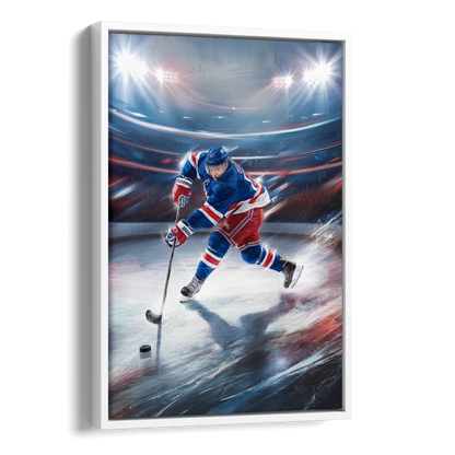 New York City Rangers Hockey Side - White Canvas Wall Art
