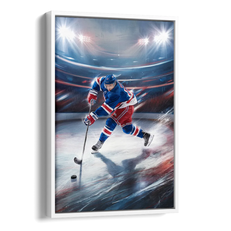 New York City Rangers Hockey Side - White Canvas Wall Art