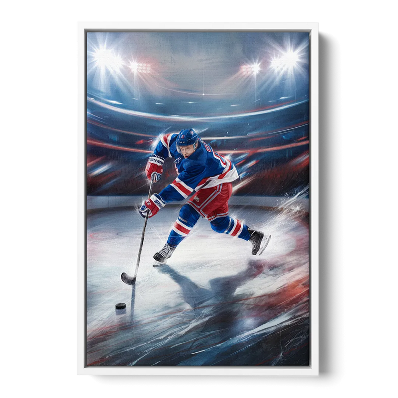 New York City Rangers Hockey Front - White Canvas Wall Art