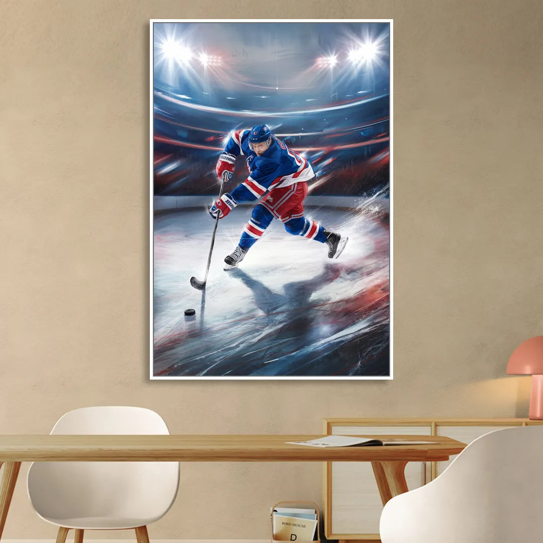 New York City Rangers Hockey Sitting Room - White Canvas Wall Art