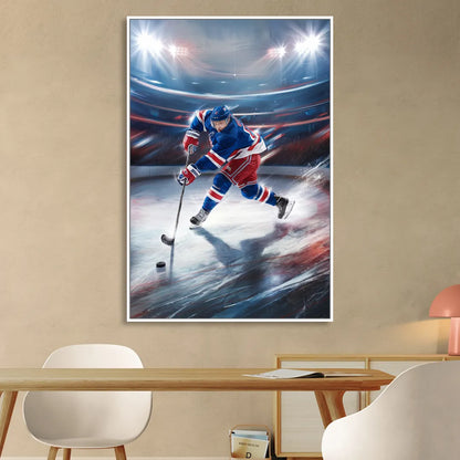 New York City Rangers Hockey Sitting Room - White Canvas Wall Art