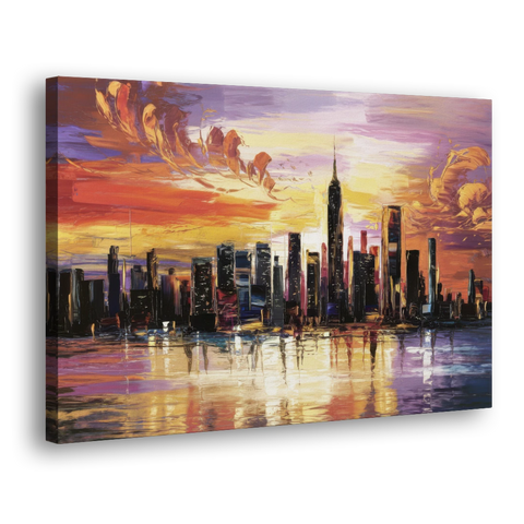 New York City Skyline At Sunset - Canvas Wall Art - Side