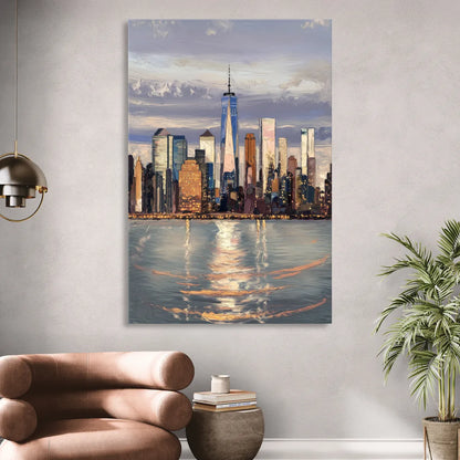 New York City Skyline Reflection Sitting Room - Canvas Wall Art